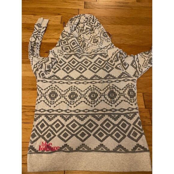 BKE Lounge women’s Aztec patterned hooded pullover cotton long sleeve sweater L - Picture 7 of 9